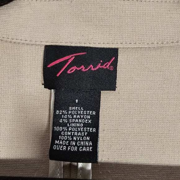 Torrid Womens Size 1 Beige Tan Lace Edged Preppy Blazer - Picture 7 of 10